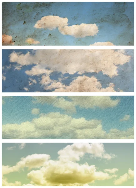 Vintage afbeelding van blauwe hemel met wolken. — Stockfoto