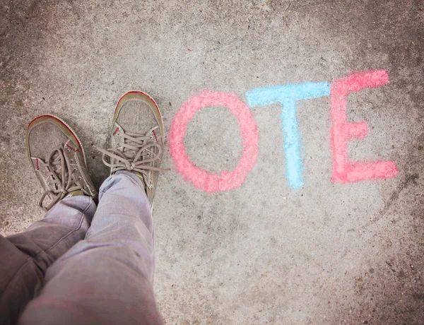 Vote on a sidewalk