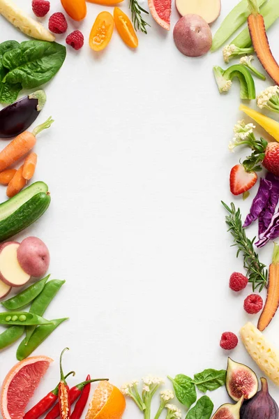 健康的な新鮮な果物や野菜の背景 — ストック写真