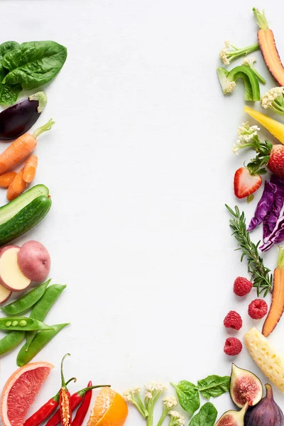 Gesundes frisches Obst und Gemüse Hintergrund — Stockfoto