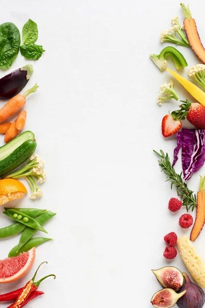 Fondo saludable de frutas y verduras frescas — Foto de Stock