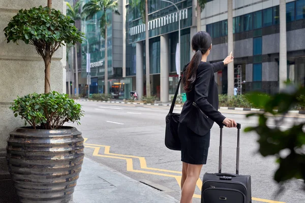 Mujer de negocios pidiendo taxi —  Fotos de Stock