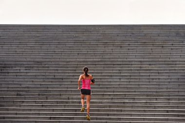 fitness woman running steps clipart