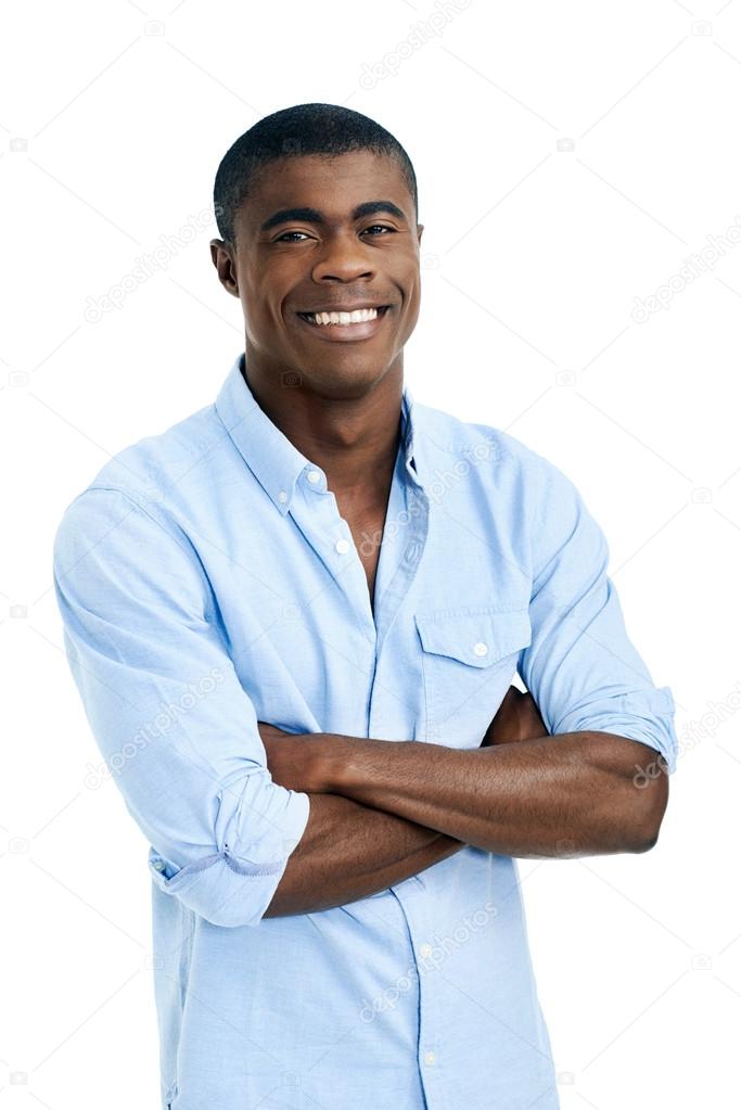 casual african man with arms folded