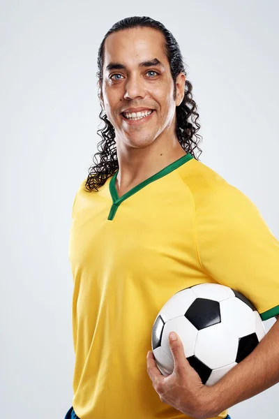 Usmíval se fotbalista fotbal Brazílie — Stock fotografie