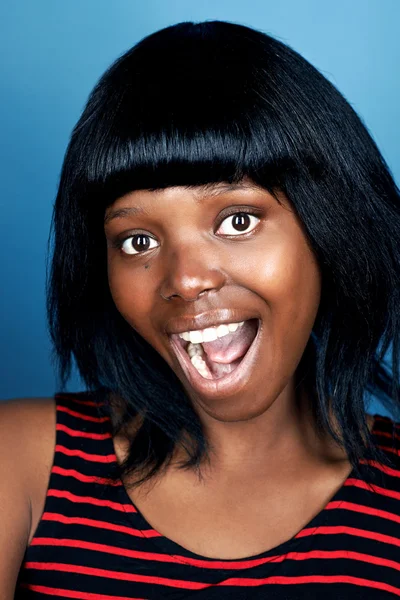 Funny face african woman — Stock Photo, Image