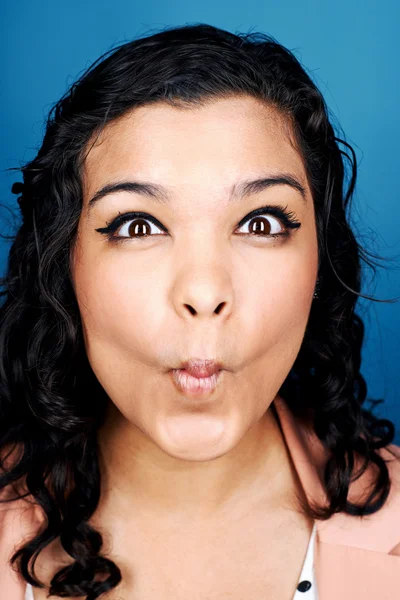 Real funny face of woman — Stock Photo, Image