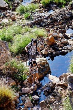 Çift geçiş küçük dere içinde ekilmemiş boş arazi