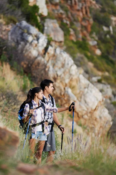 Couple standing in the wilderness — Stock Photo, Image