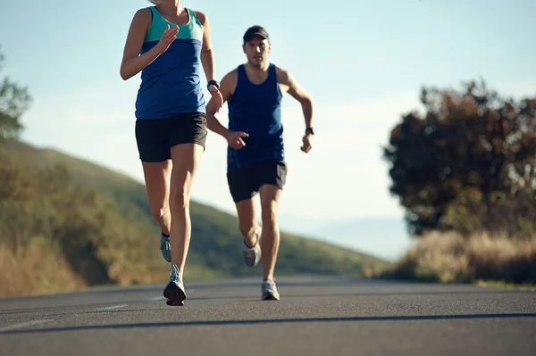 Opleiding voor marathon (echt) paar — Stockfoto