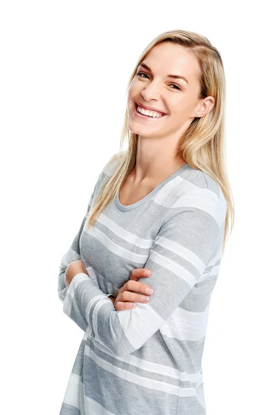 Woman with arms crossed — Stock Photo, Image