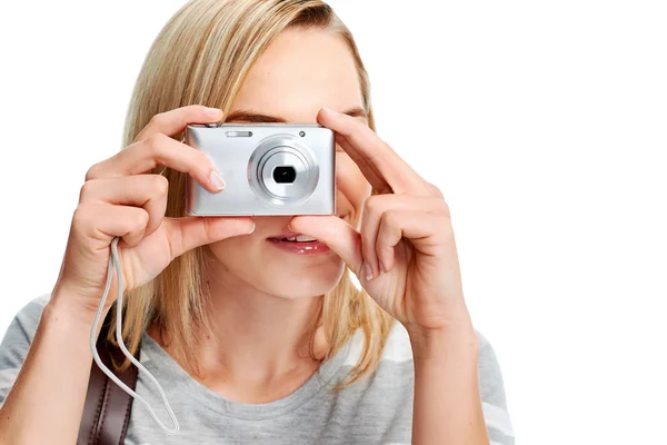 Jonge vrouw nemen van foto 's — Stockfoto