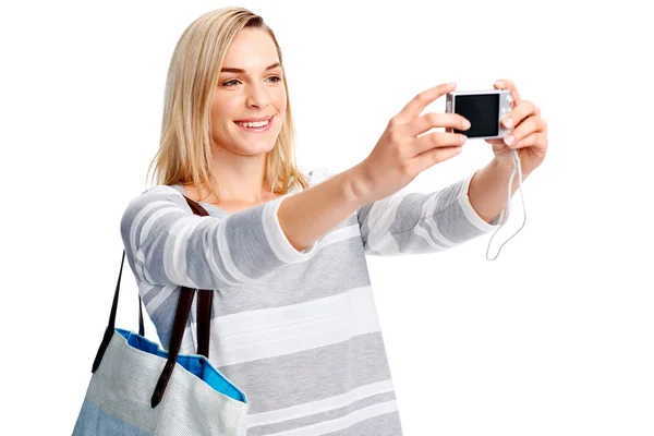 Young woman taking photos — Stock Photo, Image