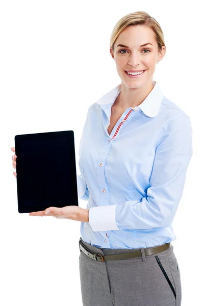 Joven empresaria con tablet — Foto de Stock