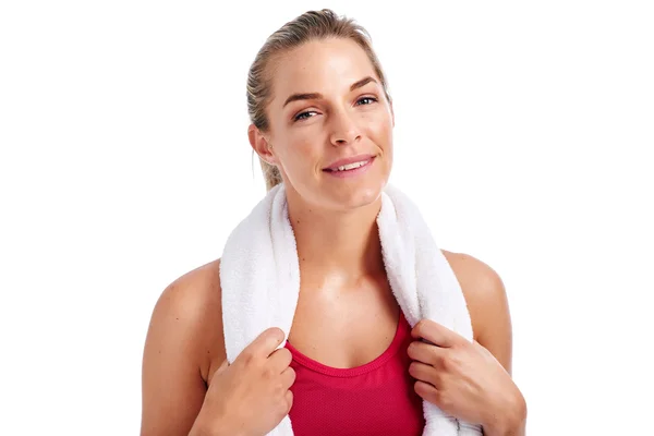 Mujer preparándose para el entrenamiento de gimnasio — Foto de Stock