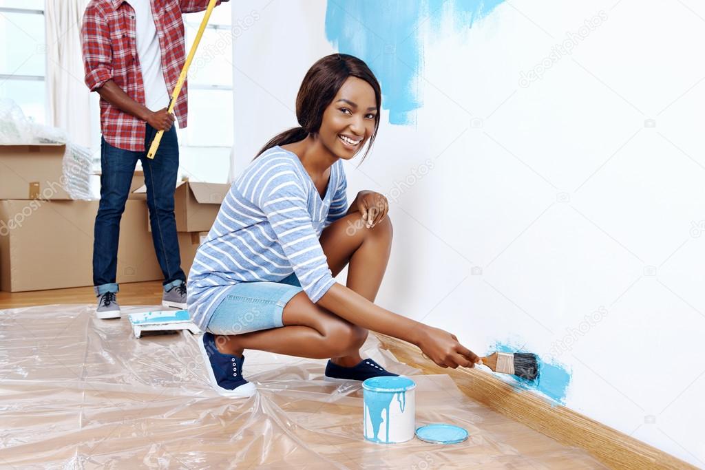 paint on new apartment for african couple