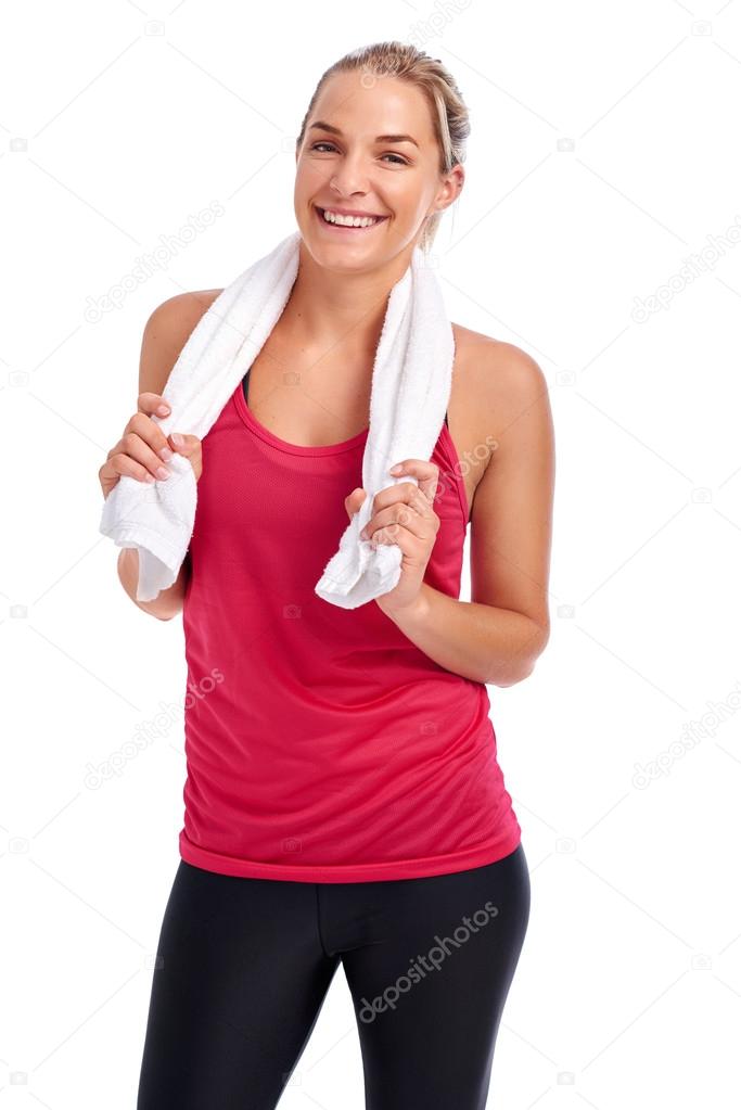 Woman getting ready for gym workout