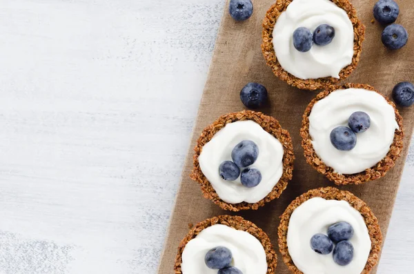 Pai makanan penutup sehat dengan blueberry segar — Stok Foto