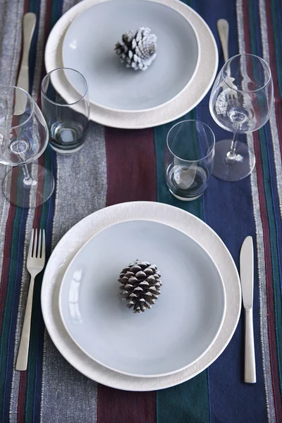 Simple holiday table setting — Stock Photo, Image