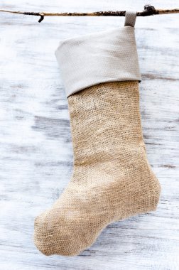 Handmade burlap christmas stocking 
