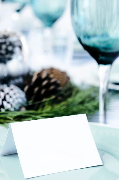 Christmas dinner setting in blue — Stockfoto