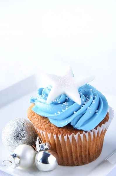 Cupcake xmas azul — Fotografia de Stock