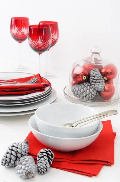 White and red christmas setting — Stock Photo, Image