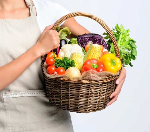Smiling woman with fresh produce — Stock Photo, Image