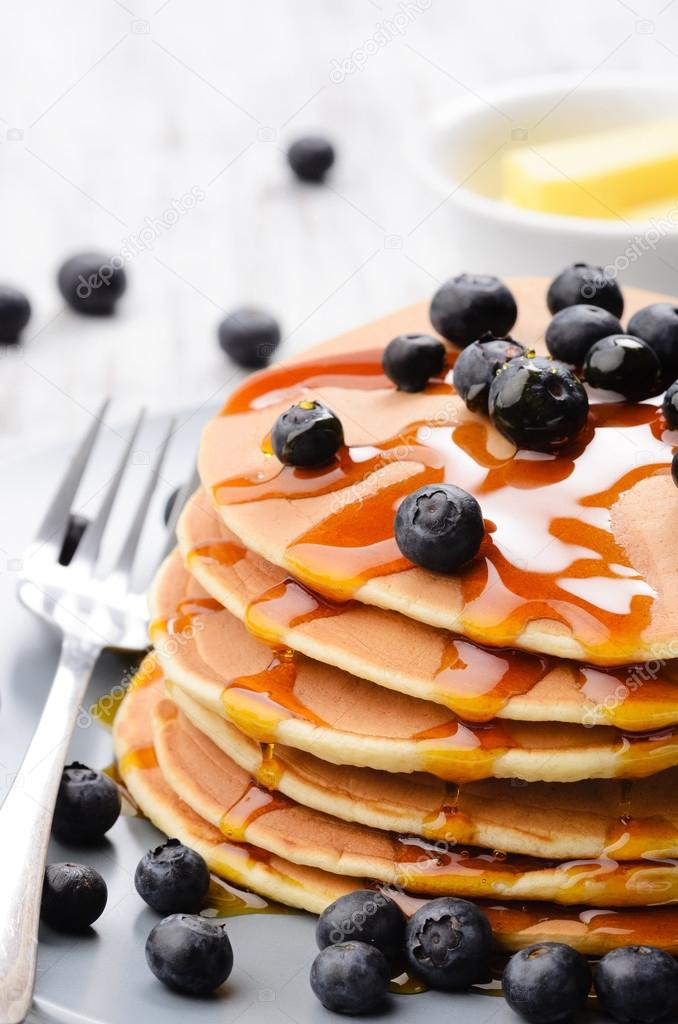 Homemade pancakes with blueberries