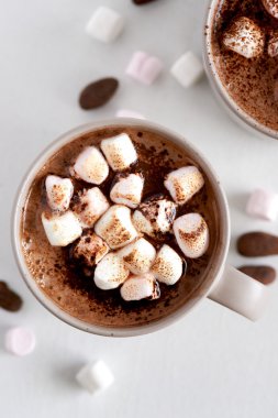 Çikolata meşrubatını marshmallow ile fincan