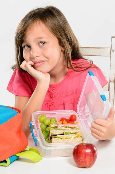 Scatola sana per pranzo al sacco per la ragazza della scuola elementare — Foto Stock