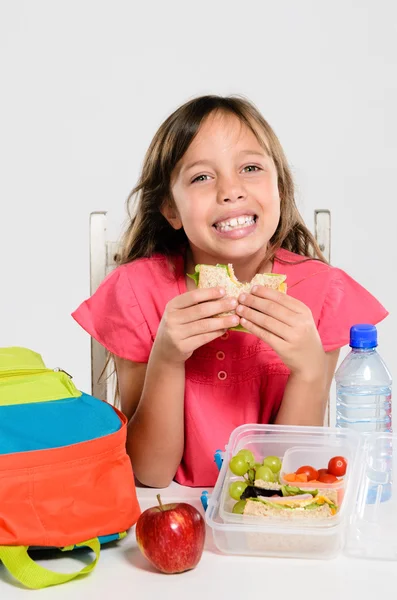 Healthy packed lunch box for elementary school girl — Stock Photo, Image