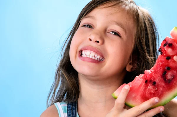 girl with fresh juicy watermelon