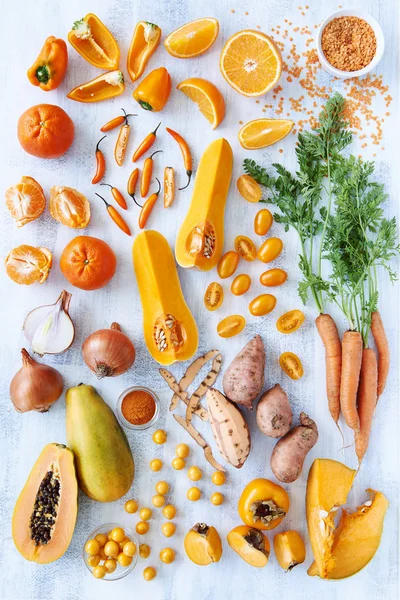 Orange hue toned collection fresh produce — Stock Photo, Image