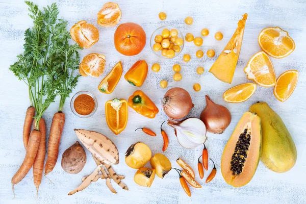 Orange hue toned collection fresh produce — Stock Photo, Image