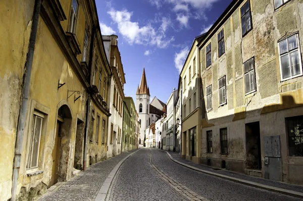 Üres macskaköves Znojmo, Csehország — Stock Fotó