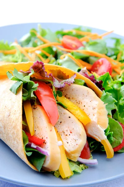 Burrito de frango com salada — Fotografia de Stock