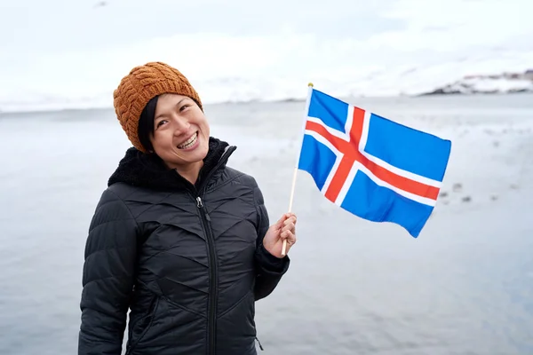 Island vintern turist — Stockfoto