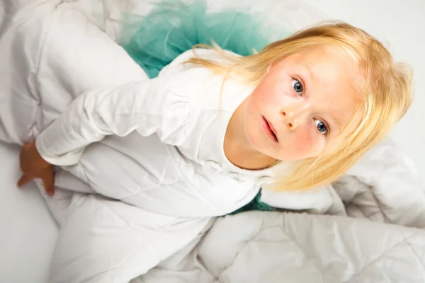 Cute and happy preschool blonde girl — Stock Photo, Image