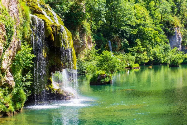 Cascade Castelbouc Village Valley Tarn River French Canyon — Stock Photo, Image