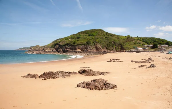 Sziklás Homokos Strand Jersey Szigetén Manche Csatornában — Stock Fotó