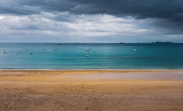 Dark Sky Beach Brittany France — Stock Photo, Image