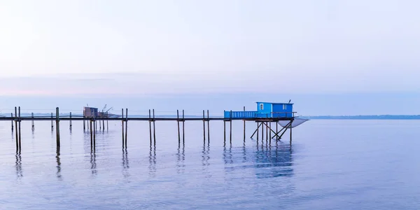 Hut Fishermen Blue Sunset Yves Bay Francja — Zdjęcie stockowe