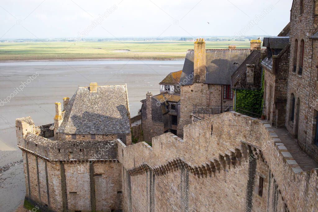 View of Mont Saint-Michel bay from its ramparts