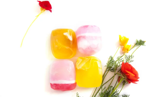 Růžové a oranžové ručně vyráběná mýdla Royalty Free Stock Fotografie