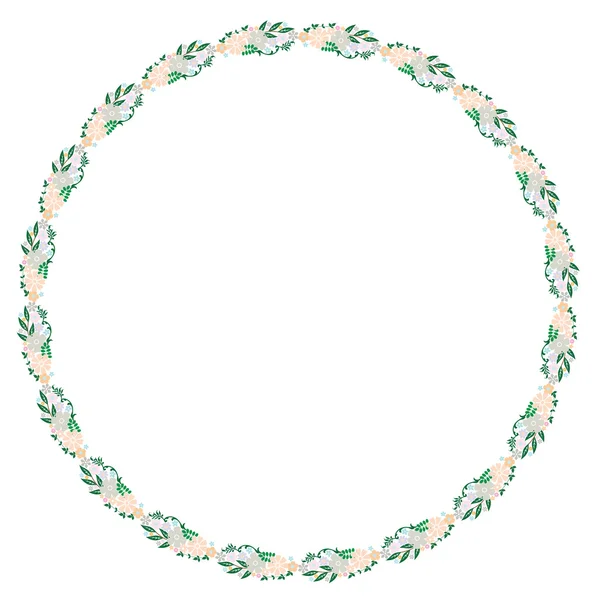 Bloemen krans in cirkel — Stockvector