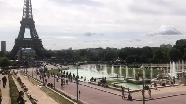 Timelapse Trocadero Com Seu Povo Fontes Paris França — Vídeo de Stock