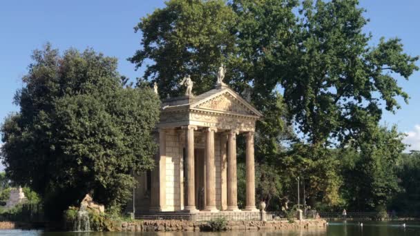 Edificio Estanque Villa Borghese Roma — Vídeo de stock