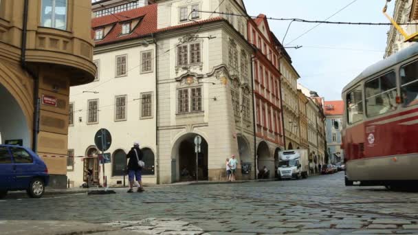 Tram Dirigindo Cidade Velha Praga — Vídeo de Stock