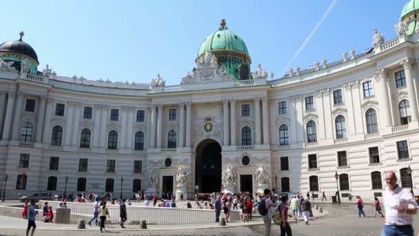 ホフブルク宮殿で馬と馬車の散歩 — ストック動画